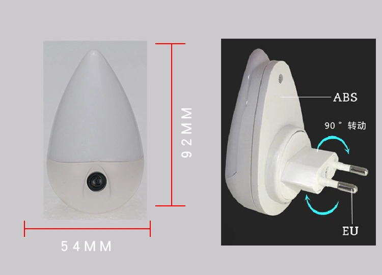 Water Drop Sensor Plug in Night Light ABS Material 110V 220V 1W LED Lamp Night Light for Bedroom