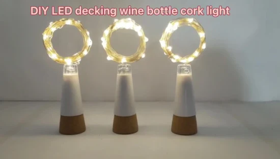 Luci natalizie decorative 2M 20 LED Luci per corde in filo di rame con sughero per bottiglie di vino in vetro alimentate da una mini batteria