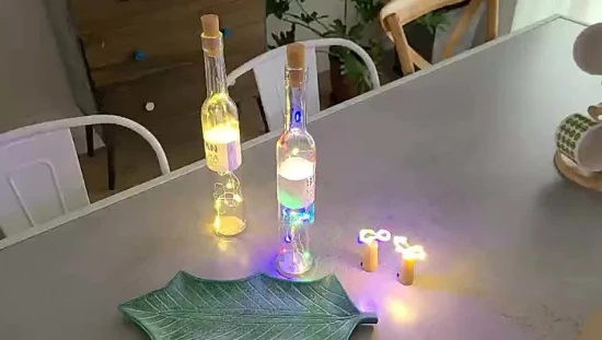 Luci a LED per esterni a batteria in filo di rame con tappo in sughero per bottiglia di vino