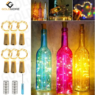 Goldmore11 10 LED Luci in sughero per bottiglie di vino Luci a corda in rame per bottiglie Luci a corda in filo di rame a LED fai-da-te