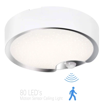 Lampada da soffitto a LED per interni con sensore notturno alimentato a batteria da 300 lumen Lampada da soffitto decorativa a LED con sensore PIR Lá Mparas De Gabinete Lighting Lampada da armadio a LED SMD da 80 pezzi