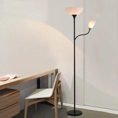 Lampada da terra personalizzata a doppia testa in metallo acrilico di qualità nordica con altezza 1,68 m per la decorazione del soggiorno