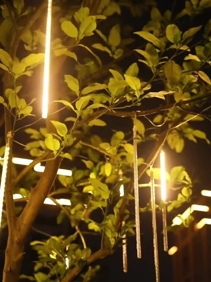 Luci solari a LED per pioggia di meteoriti Luci a pioggia per esterni Luci da giardino impermeabili 50 cm 10 tubi Goccia di pioggia che cade Ghiacciolo Luce a cascata per vacanze Matrimoni