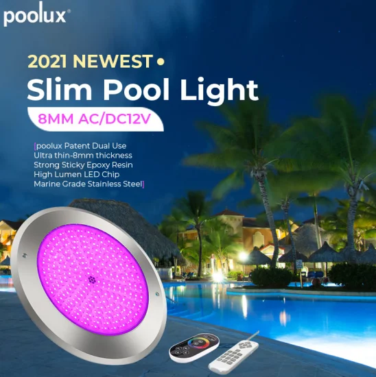 2021 Super Slim IP68 Resina impermeabile Nuova luce subacquea per piscina piatta a LED con telecomando